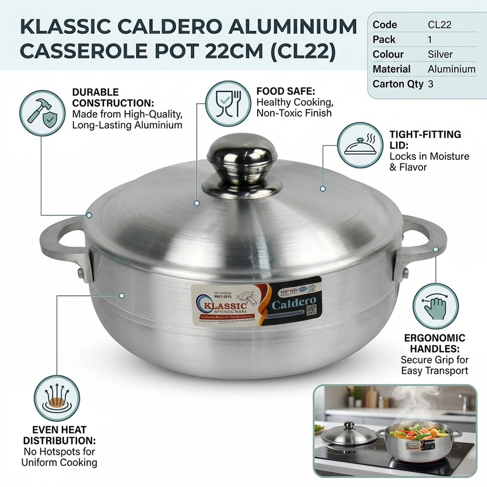 Klassic Caldero Aluminium Casserole Pot 24cm