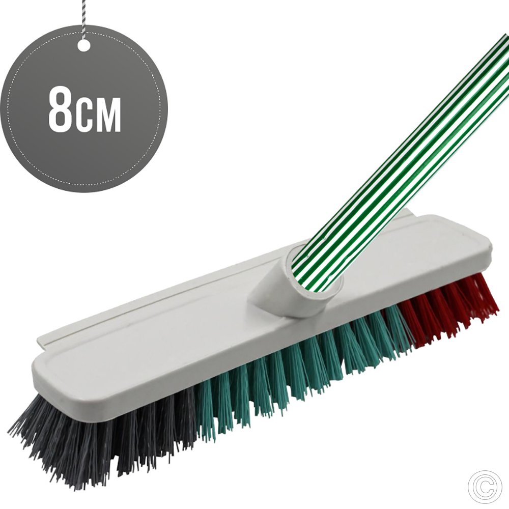 Outdoor Sweeping Deck Brush With Metal Handle (Hard Bristles)