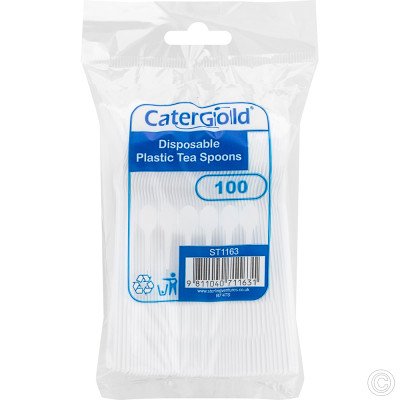 Reusable Plastic Tea Spoons White 100 Pack
