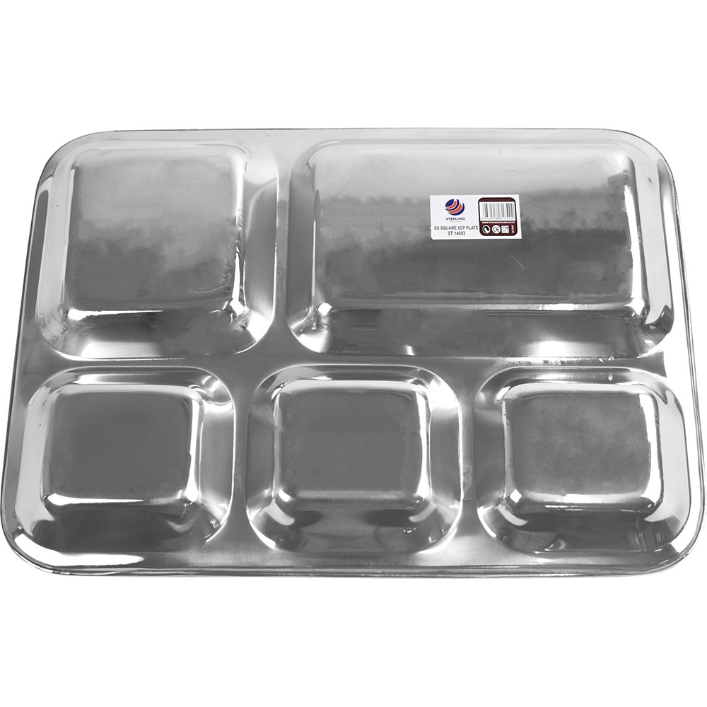 Stainless Steel 5 Compartment Tray 34 x 26 x 2.5cm