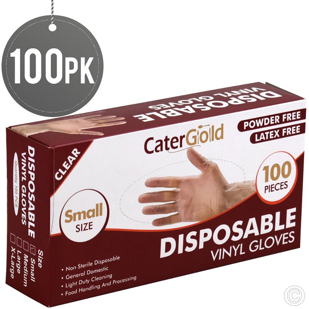 Clear Vinyl Gloves Small Powder Free 100 Pack
