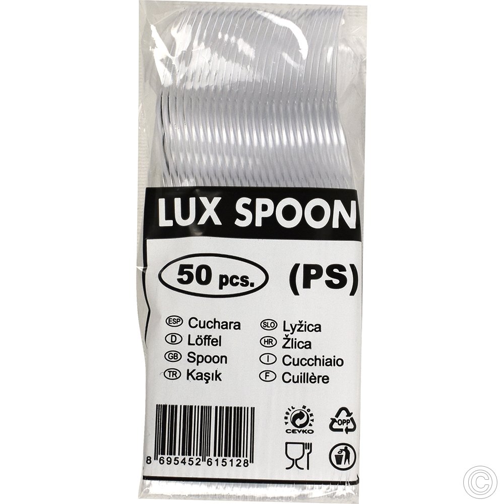 Reusable Heavy Duty Clear Spoon 50 Pack