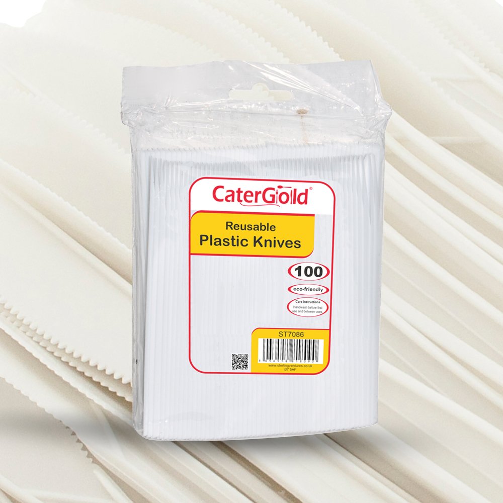 Reusable Plastic Knife White 100s