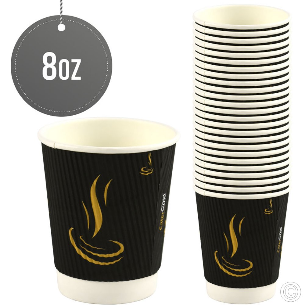 Black Ripple Cups 8oz 25 Pack