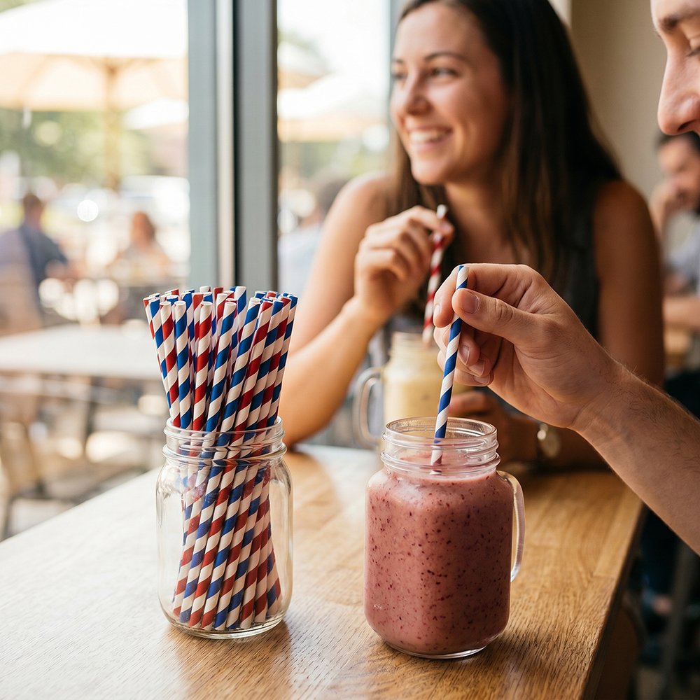 Jumbo Smoothie Paper Straws 10MM x 190MM 40 Pack