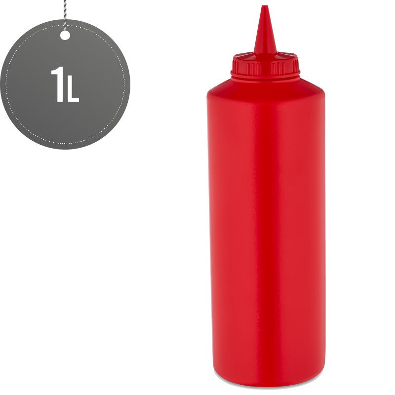 Wide Neck Squeeze Sauce Bottle Red 1000ml (35oz)