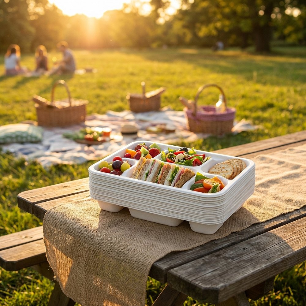 Compostable Bagasse 6CP Tray 25 Pack