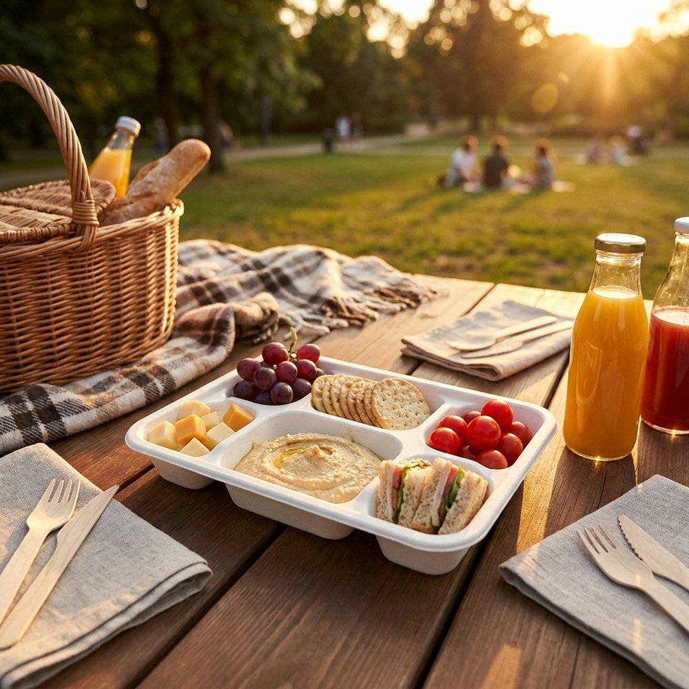 Compostable Bagasse 6CP Tray 25 Pack