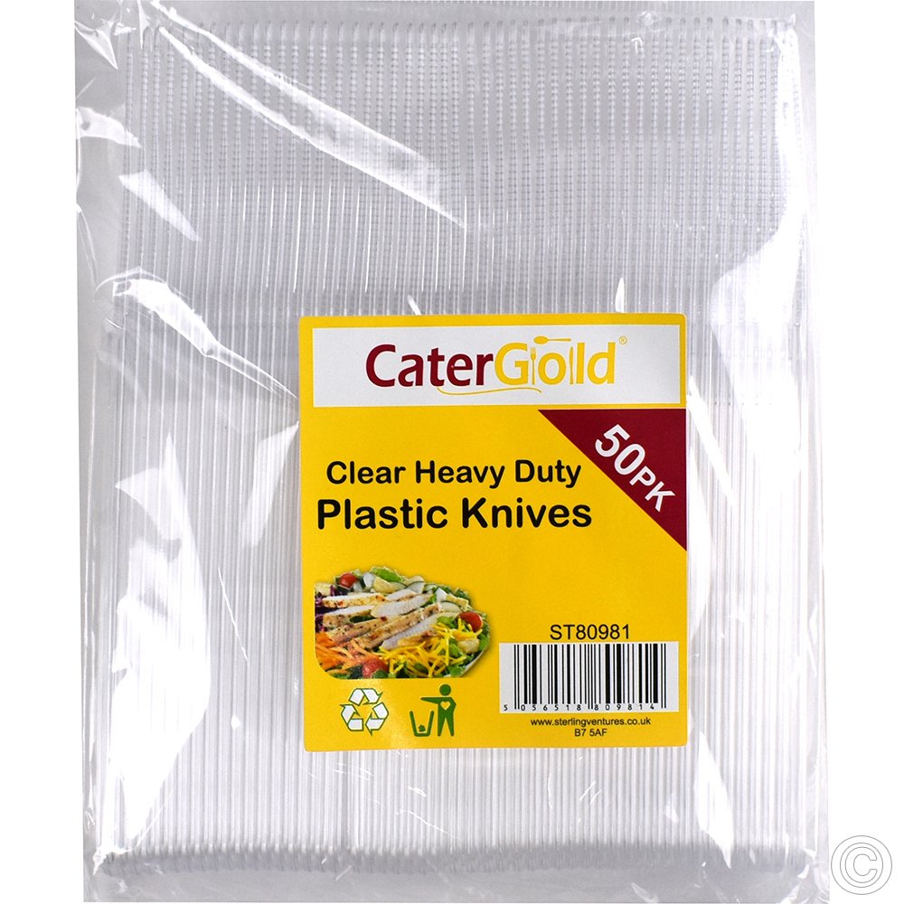 Reusable Heavy Duty Clear Knives 50 Pack