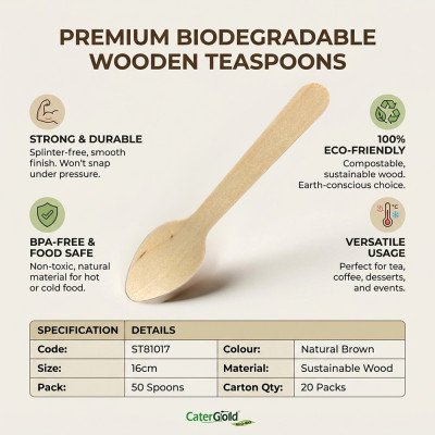 Compostable Wooden Tea Spoons 50 Pack