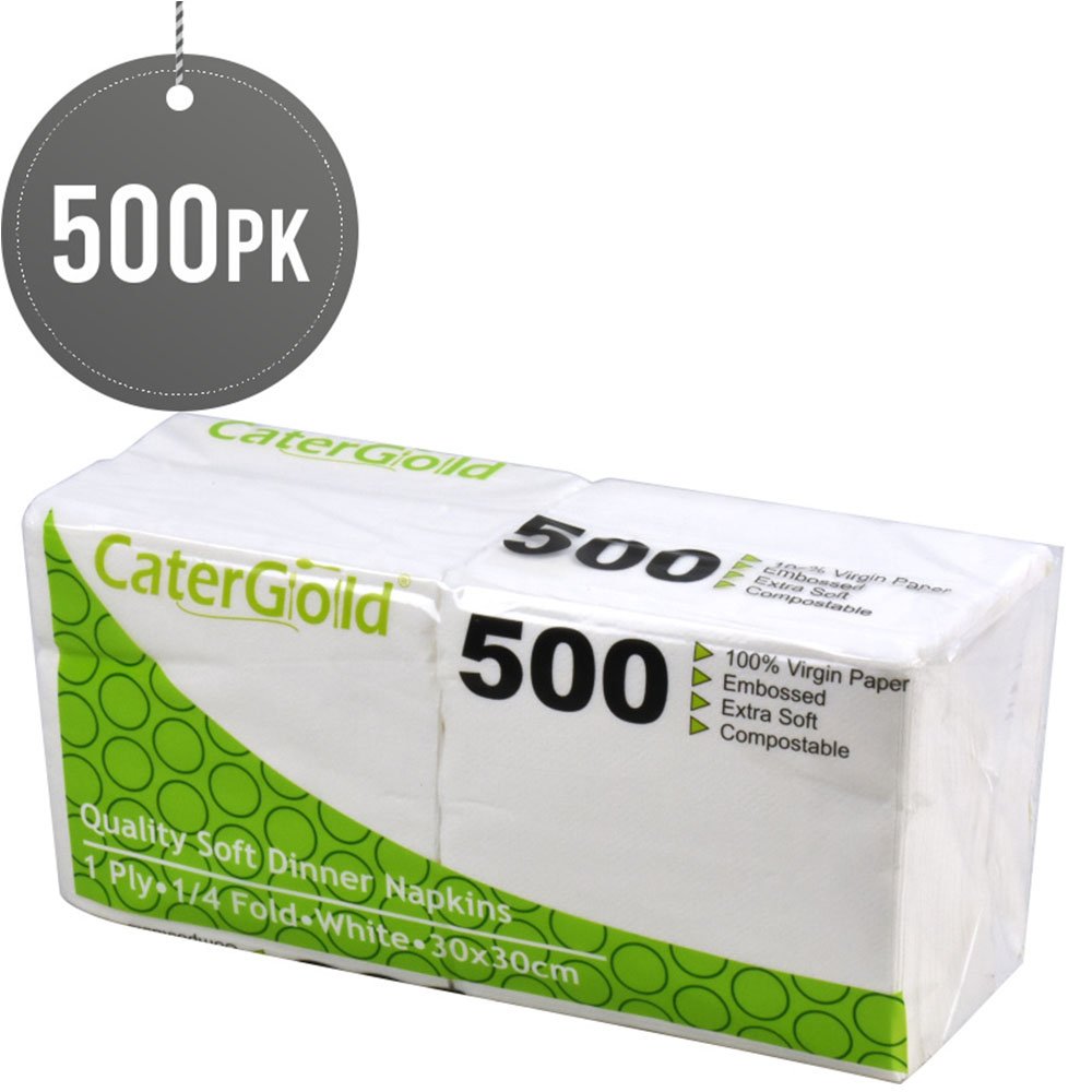 HorecaGold Napkins 1 Ply 30x30 White 1/4 Fold 500 Pack