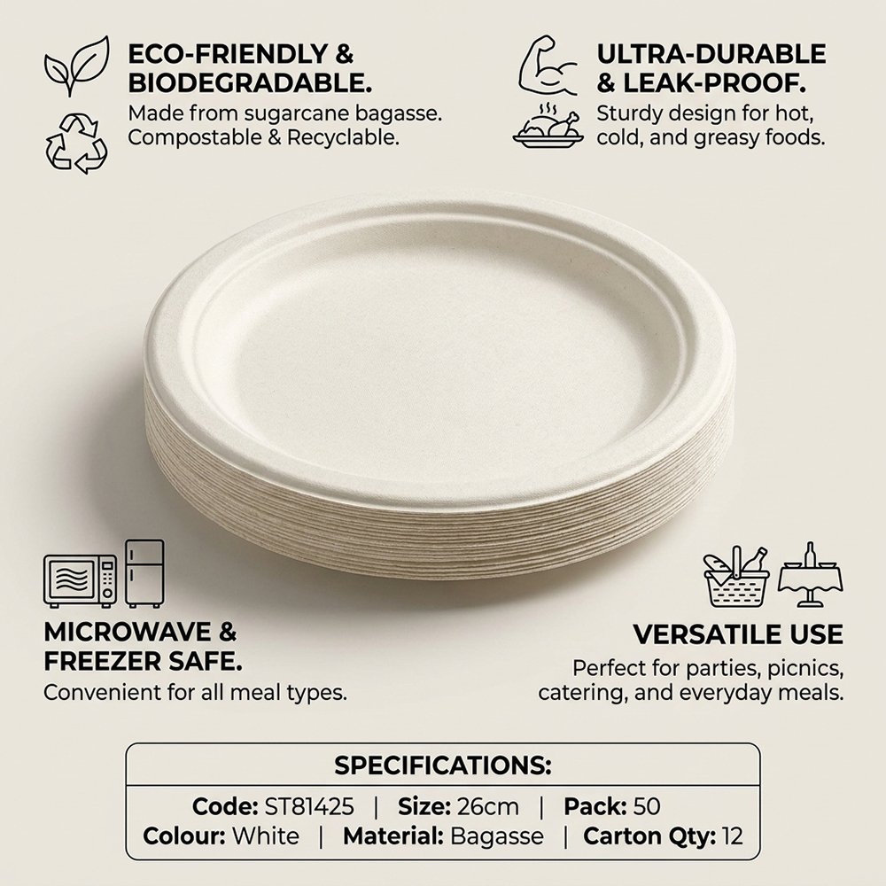 Compostable Bagasse Plates 10