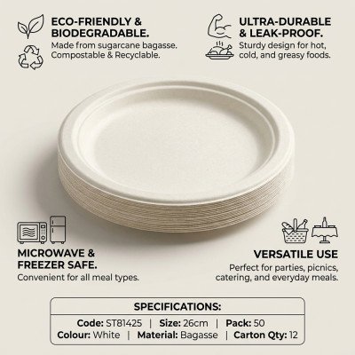 Compostable Bagasse Plates 10