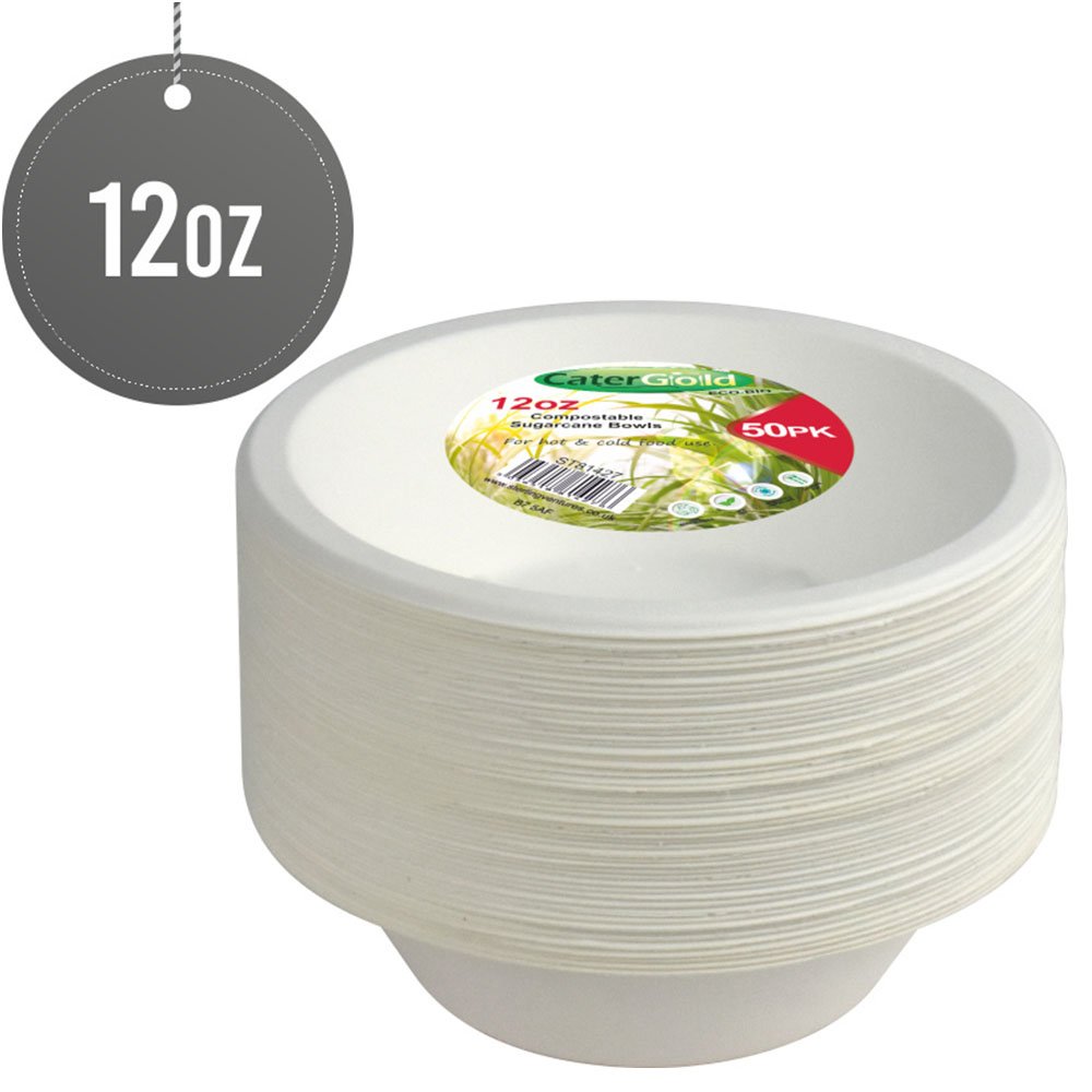 Compostable Bagasse Bowl 12oz 50 Pack