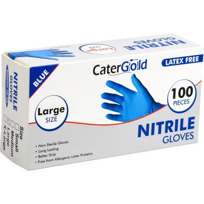 Blue Nitrile Gloves Large Powder Free 100 Pack