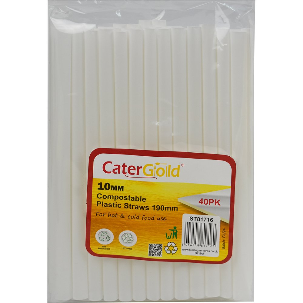 Jumbo Smoothie PLA Straws 10MM x 190MM 40 Pack