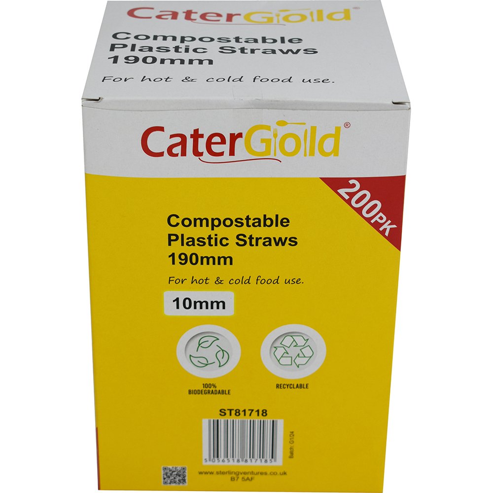 Jumbo Smoothie PLA Straws 10MM x 190MM 200 Pack