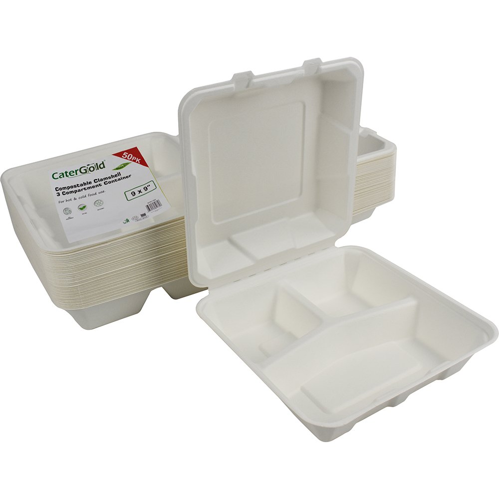 Compostable Bagasse Clamshell 9