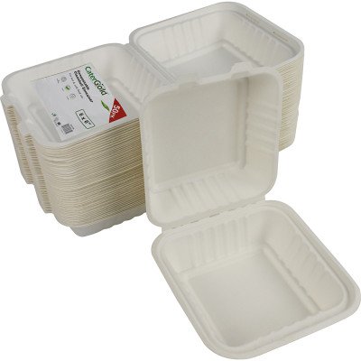 Compostable Bagasse Clamshell Burger Box HP6 6