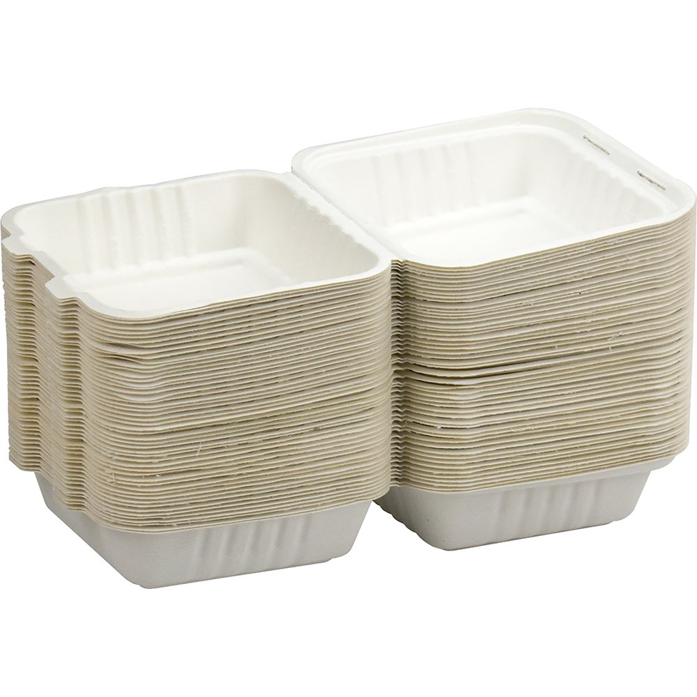 Compostable Bagasse Clamshell Burger Box HP6 6