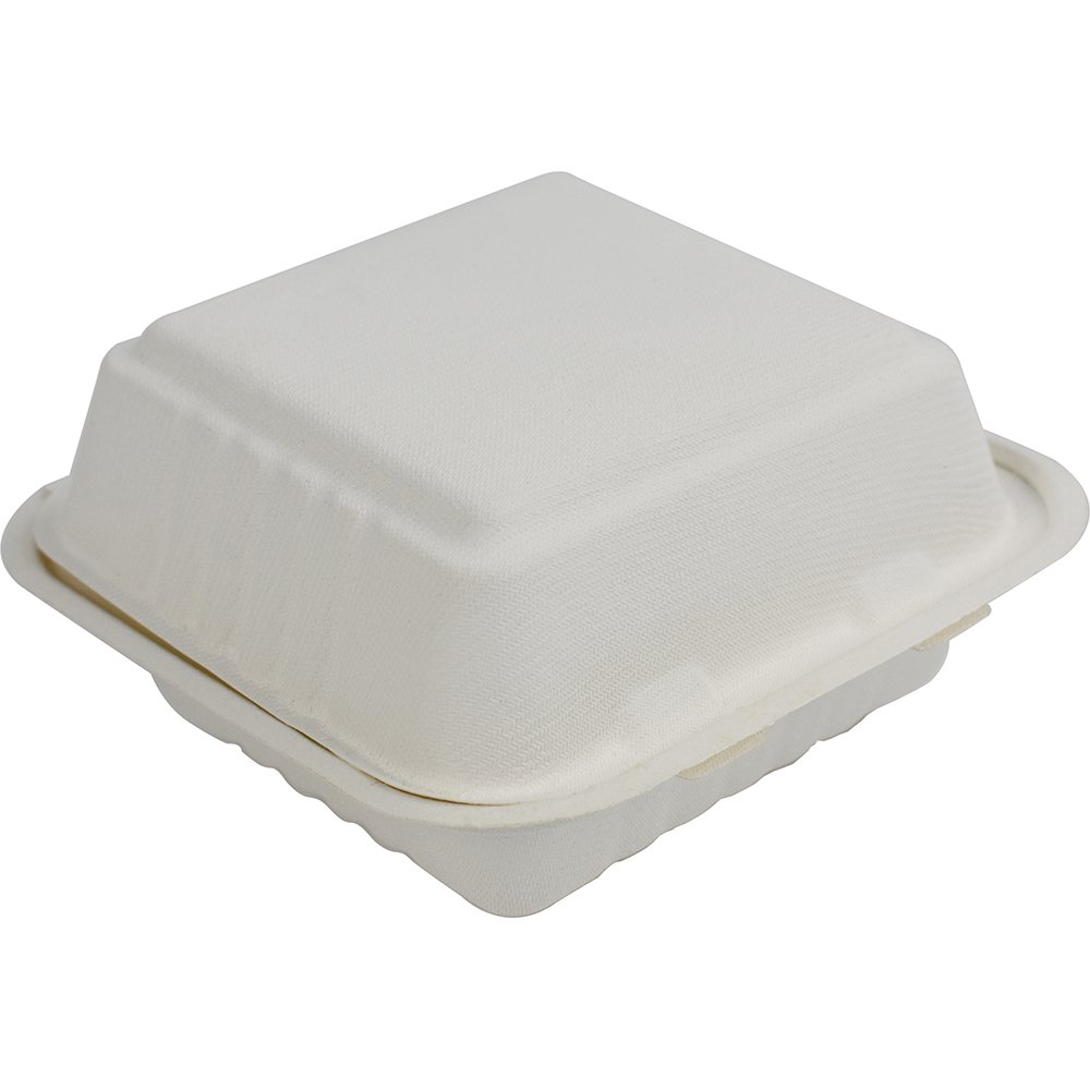 Compostable Bagasse Clamshell Burger Box HP6 6