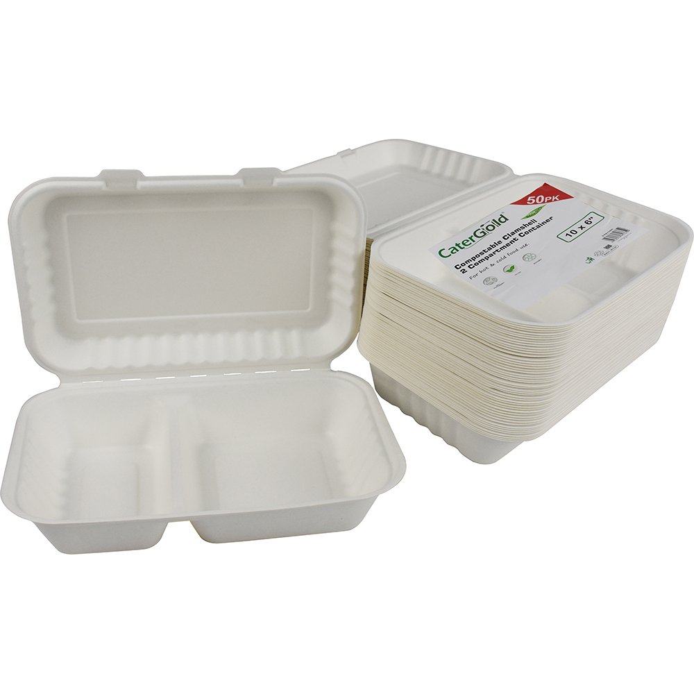 Compostable Bagasse Clamshell 10