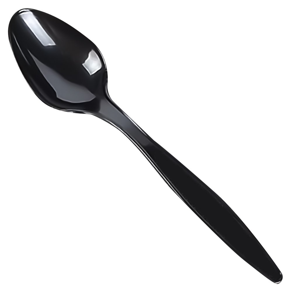 Reusable Plastic Spoons Black 100 Pack 