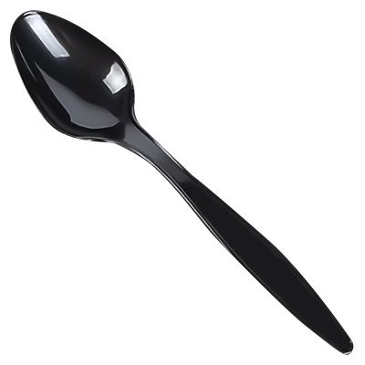 Reusable Plastic Spoons Black 100 Pack 
