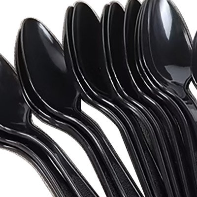 Reusable Plastic Spoons Black 100 Pack 