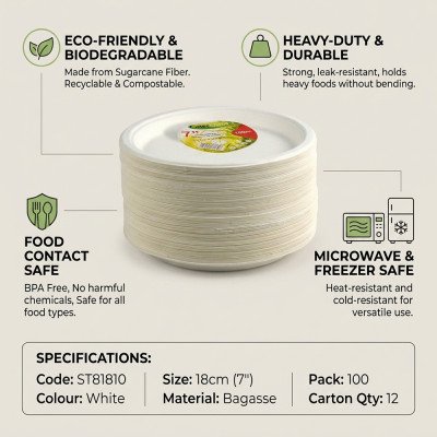 Compostable Bagasse Plate 7