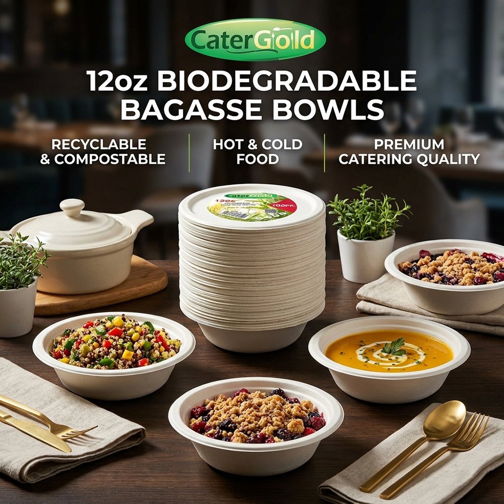 Compostable Bagasse Bowl 12oz 100 Pack