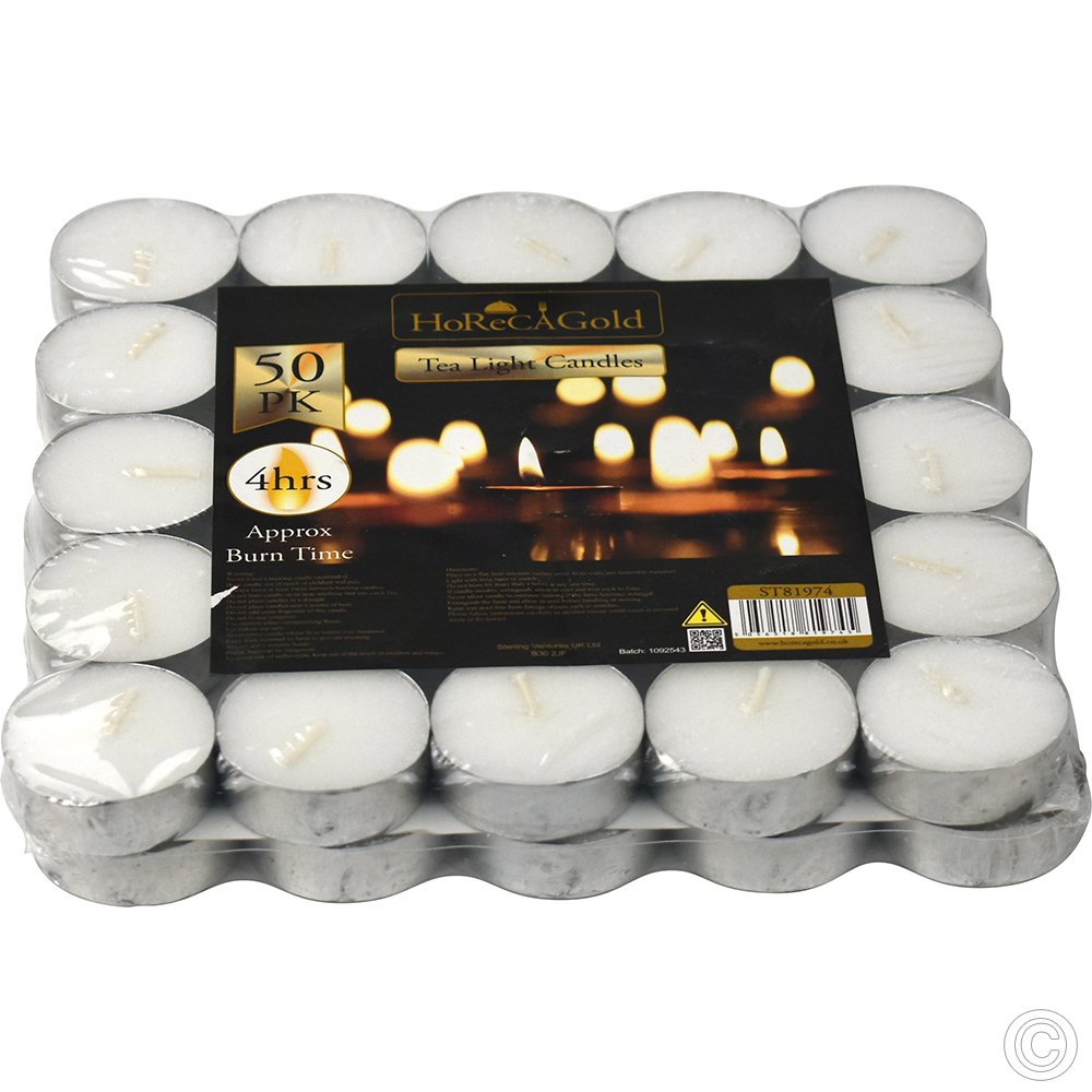 Tealight Candles 4 Hours 50 Pack White
