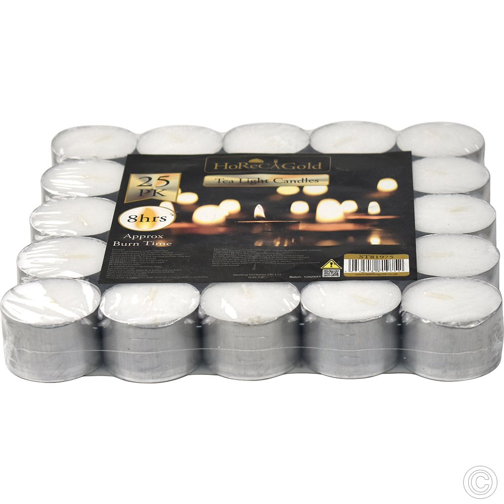 Tealight Candles 8 Hours 25 Pack White
