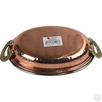 Copper Steel Oval Dish W/Brass Handles No1 7
