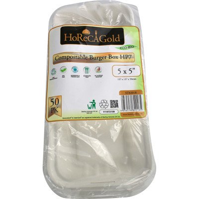 Compostable Bagasse Clamshell Burger Box HP7 5