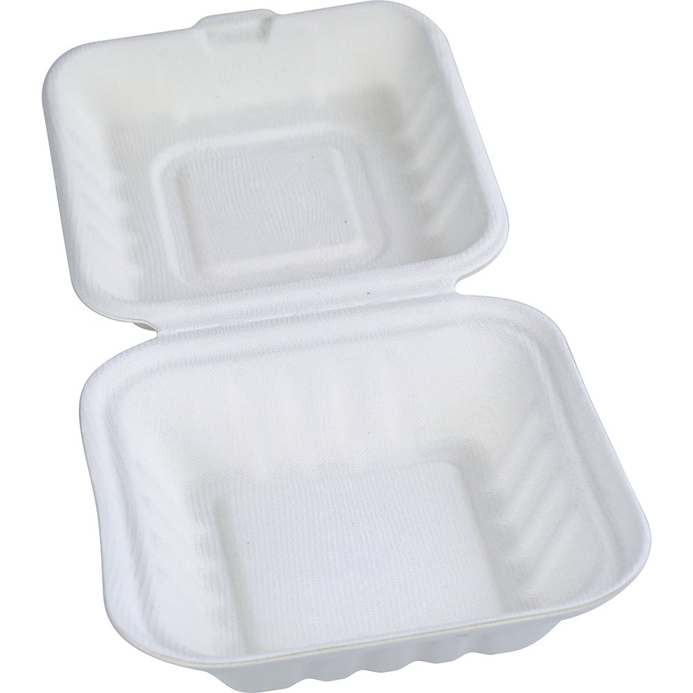 Compostable Bagasse Clamshell Burger Box HP7 5