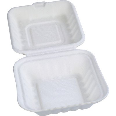 Compostable Bagasse Clamshell Burger Box HP7 5