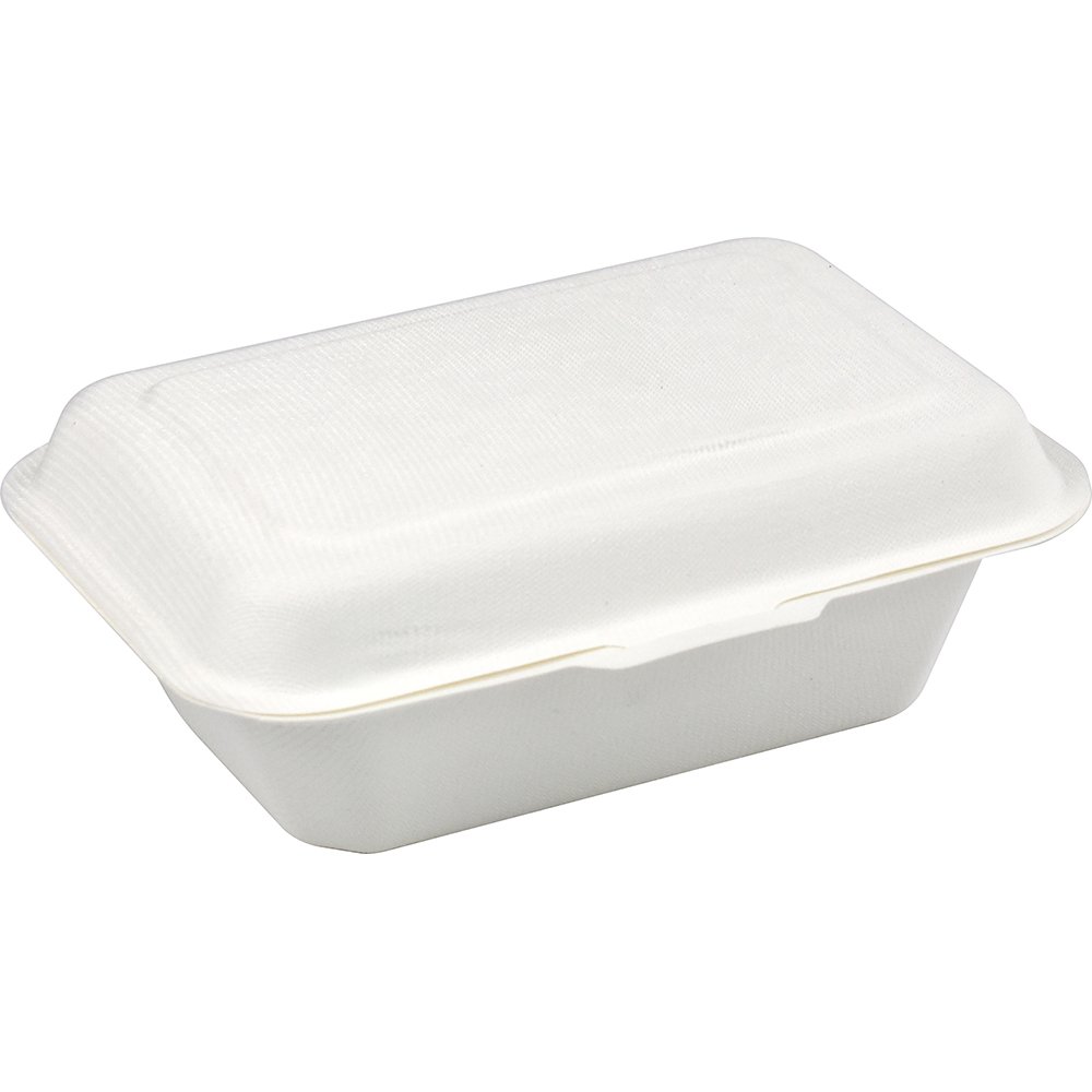 Compostable Bagasse Clamshell Lunch Box 600ml 7.5