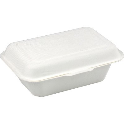 Compostable Bagasse Clamshell Lunch Box 600ml 7.5