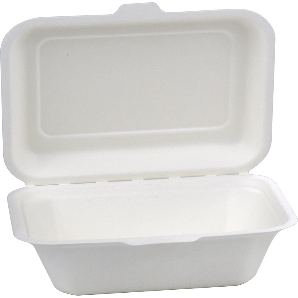 Compostable Bagasse Clamshell Lunch Box 600ml 7.5