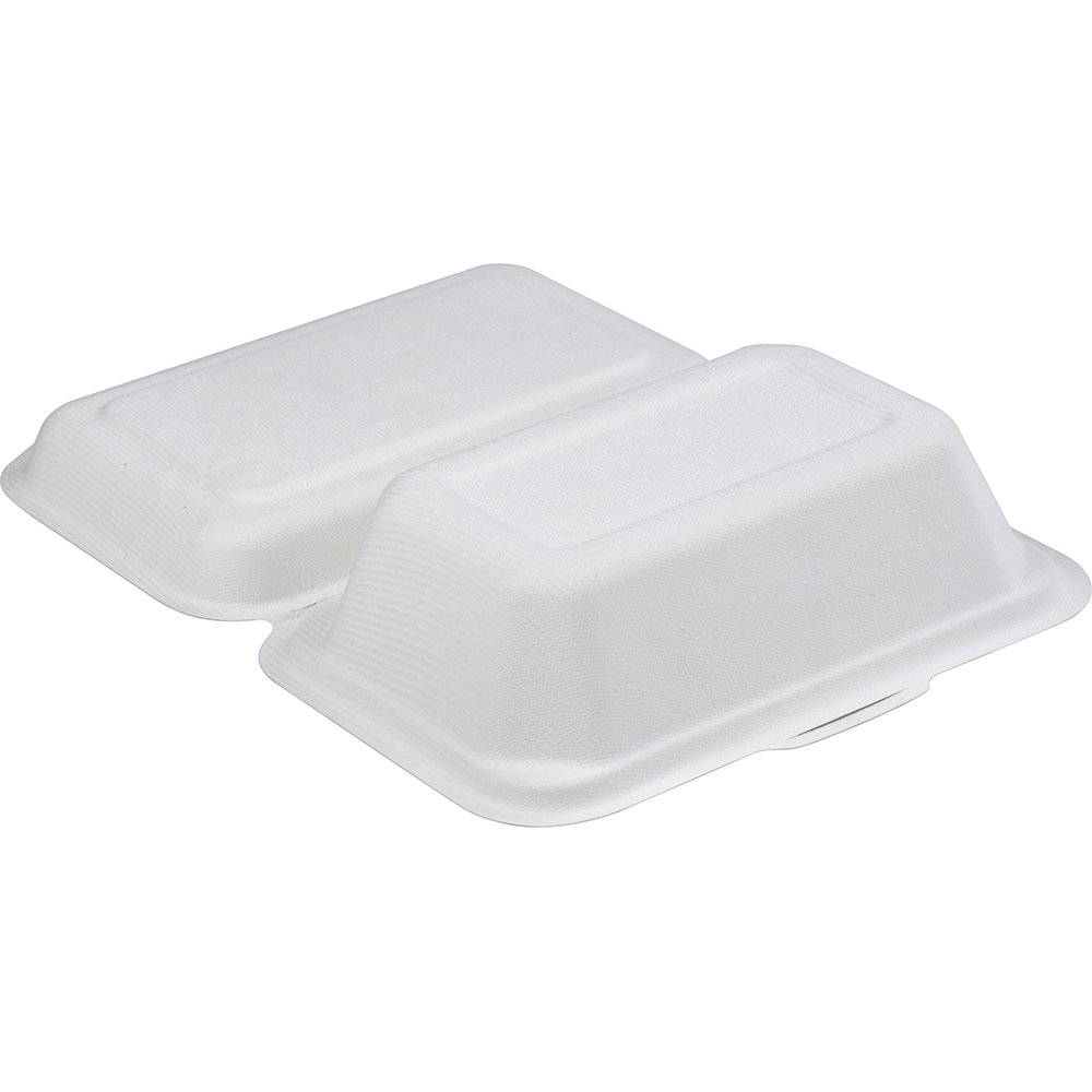 Compostable Bagasse Clamshell Lunch Box 600ml 7.5