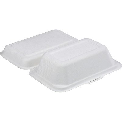 Compostable Bagasse Clamshell Lunch Box 600ml 7.5