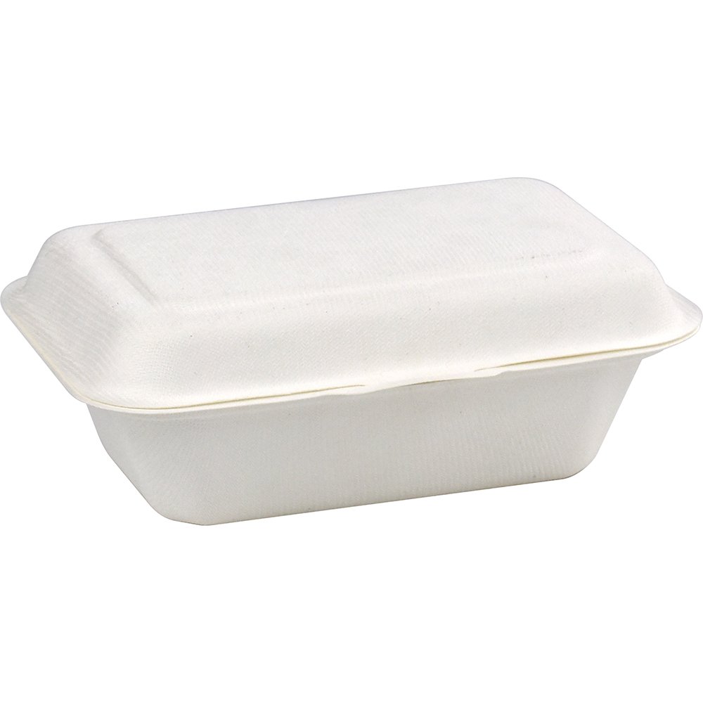Compostable Bagasse Clamshell Lunch Box 600ml 7.5