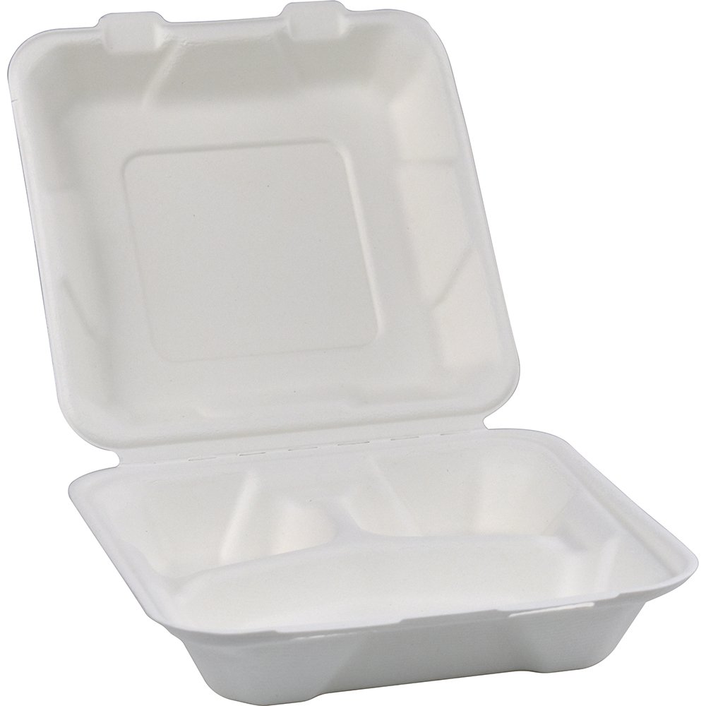 Compostable Bagasse Clamshell 3CP Meal Box 8