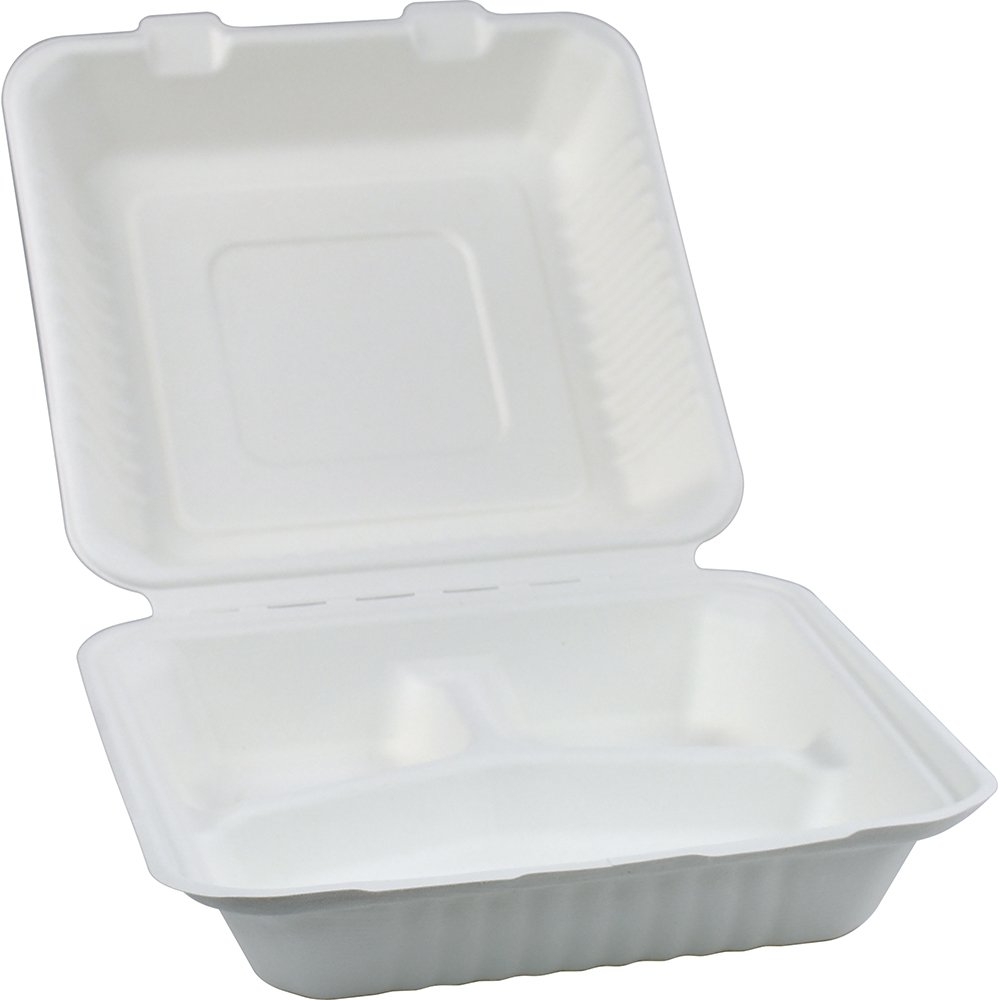 Compostable Bagasse Clamshell 3CP Meal Box 9