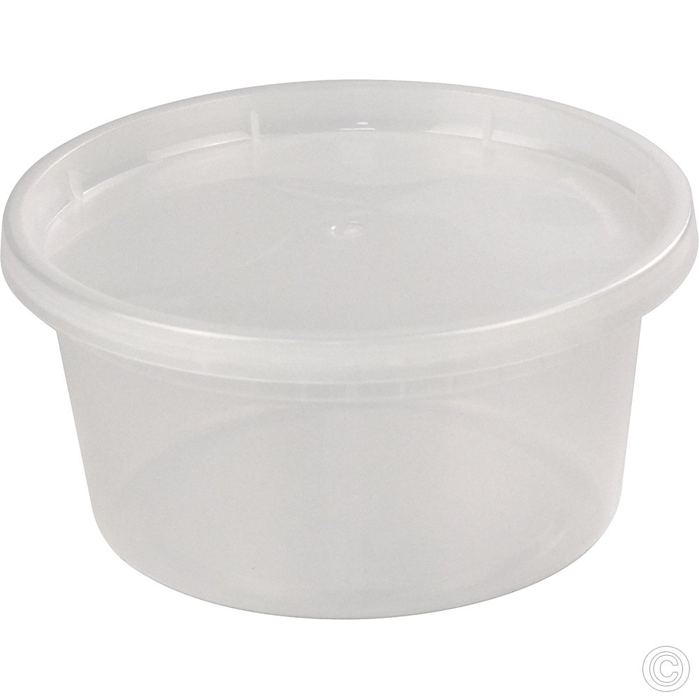 Microwavable Food Takeaway Container and Lids Round Heavy Duty Clear 12oz 240 Pack