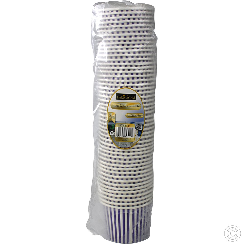 Recyclable Ice Cream Pots 480ml / 16oz 50 Pack