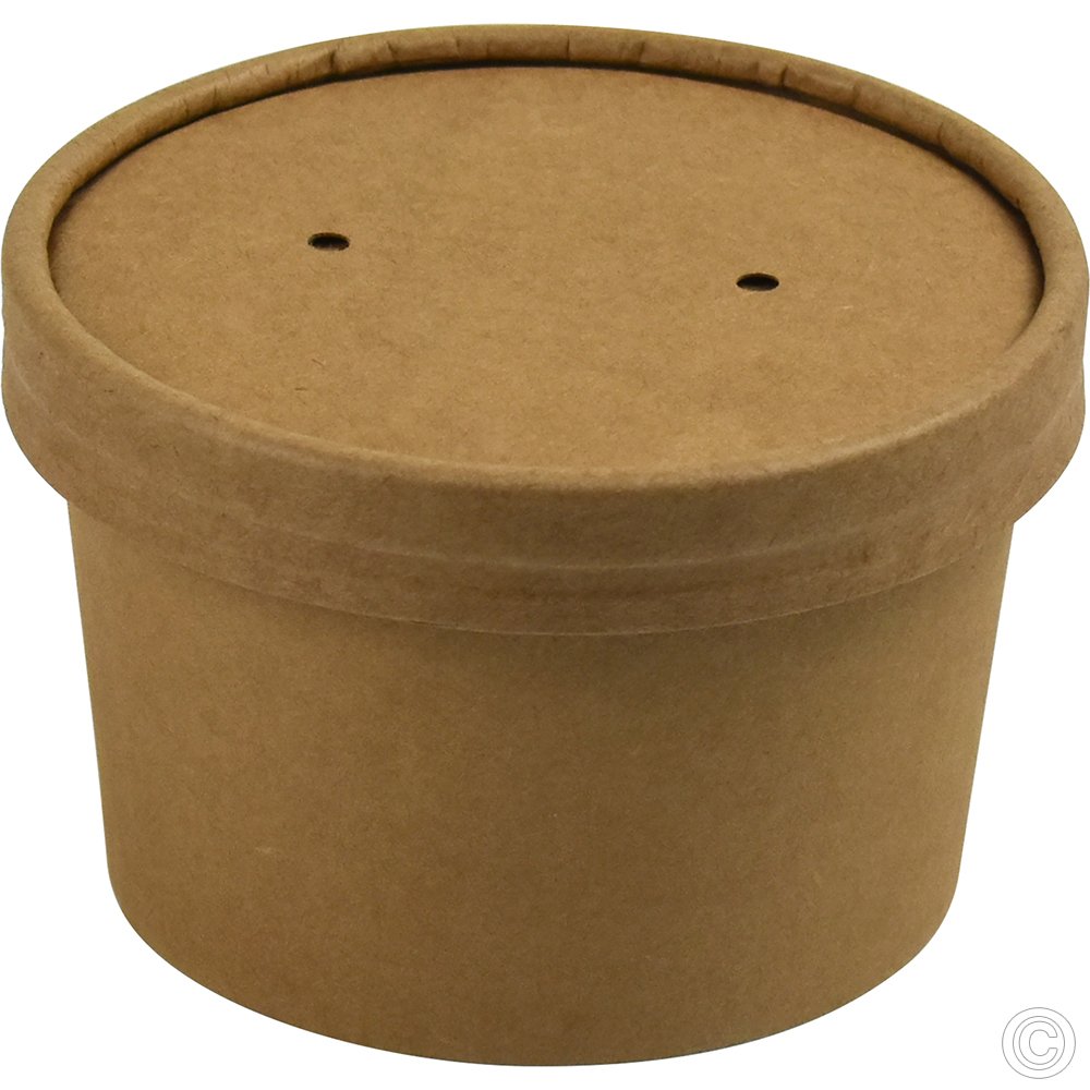 Microwavable Kraft Soup Cups With Lids 227ml (8oz) 25 Pack