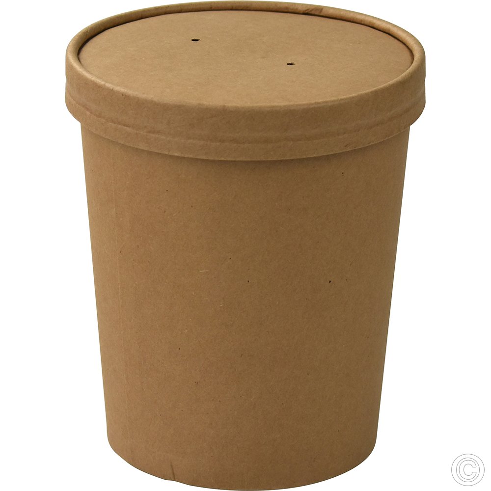 Microwavable Kraft Soup Cups With Lids 909ml (32oz) 25 Pack