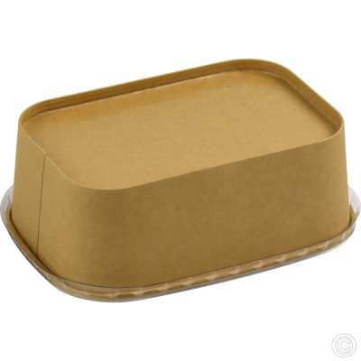 Recyclable Microwavable Kraft Food Container With PET Lid Rectangle 750ml (26oz) 25 Pack